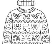 Coloriage Bonnet et Pull de No&euml;l en laine