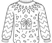 Coloriage Cadeau tricot&eacute; sur le Pull de No&euml;l