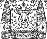 Coloriage Cerf en pull de noel GS