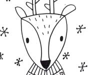 Coloriage Cerf portant un Pull de No&euml;l