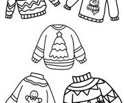 Coloriage Cinq pulls de noel pour les touts petits