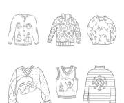 Coloriage Collection de Gilets et Pulls de No&euml;l
