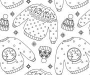 Coloriage Collection de Pulls avec des bonnets de No&euml;l