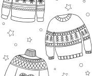 Coloriage Des pulls de No&euml;l pour maternelle