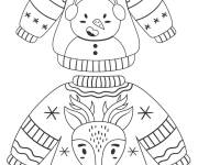 Coloriage Deux Pulls de No&euml;l avec des animaux