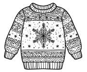 Coloriage Flocon de neige tricot&eacute; sur Pull de noel cp