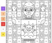 Coloriage Garcon en Pull de No&euml;l num&eacute;rot&eacute;