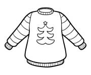 Coloriage et dessins gratuit Illustration facile de sapin sur le pull de No&euml;l à imprimer