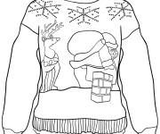 Coloriage Imagier du pere noel portant ses cadeaux sur le Pull de No&euml;l