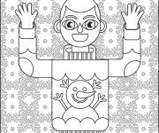 Coloriage Jeune homme de cartoon en Pull de No&euml;l