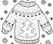 Coloriage Mod&egrave;le Pull de No&euml;l en laine &agrave; motif