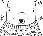 Coloriage Ours de dessin anim&eacute; en Pull de No&euml;l