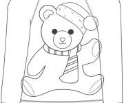 Coloriage et dessins gratuit Ourson mignon sur le Pull de No&euml;l à imprimer