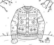 Coloriage Paysage hivertin avec le pull de noel