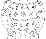Coloriage Pull &agrave; col roul&eacute; de noel