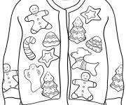 Coloriage Pull avec Biscuits de No&euml;l