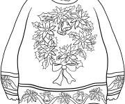 Coloriage Pull avec guirlande de No&euml;l