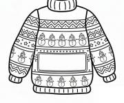 Coloriage Pull avec sapin de No&euml;l