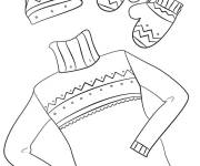 Coloriage Pull , bonnet et gans en laine de noel