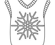 Coloriage Pull court de No&euml;l d&eacute;cor&eacute; avec flocon de neige