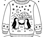 Coloriage Pull de No&euml;l &agrave; motif avec flocons