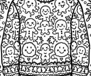 Coloriage Pull de noel align&eacute;