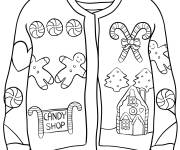 Coloriage Pull de No&euml;l au sucreries