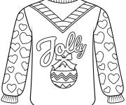 Coloriage Pull de No&euml;l  avec boule de noel