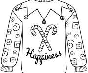Coloriage Pull de noel avec cannes