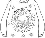 Coloriage Pull de No&euml;l avec couronne et oursons