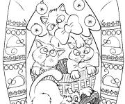 Coloriage Pull de No&euml;l avec des dr&ocirc;les chats