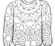 Coloriage Pull de noel avec des fleurs