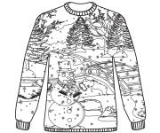 Coloriage Pull de noel avec la meilleure d&eacute;coration