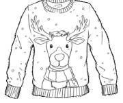 Coloriage et dessins gratuit Pull de noel avec la renne facile à imprimer