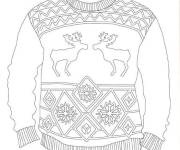 Coloriage et dessins gratuit Pull de noel avec un couple de rennes à imprimer