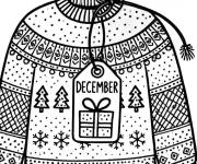 Coloriage Pull de No&euml;l de d&eacute;cembre