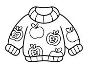 Coloriage Pull de No&euml;l d&eacute;cor&eacute; avec des pommes