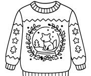 Coloriage Pull de No&euml;l d&eacute;cor&eacute; d'un renard