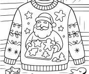 Coloriage Pull de No&euml;l d&eacute;cor&eacute; de biscuits
