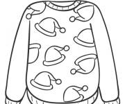 Coloriage Pull de No&euml;l en bonnet de noel