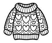 Coloriage Pull de noel en coeurs