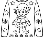 Coloriage Pull de No&euml;l en elfe