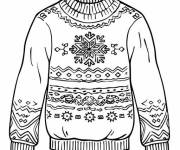 Coloriage Pull de No&euml;l en noir et blanc por enfant