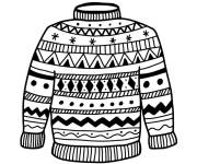 Coloriage Pull de No&euml;l en paterne align&eacute;es 