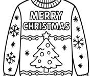 Coloriage Pull de No&euml;l en sapin simple