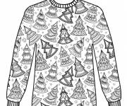 Coloriage Pull de noel en sapins