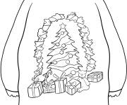Coloriage Pull de No&euml;l et cadeaux
