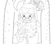 Coloriage Pull de No&euml;l P&egrave;re No&euml;l et ourson en peluche