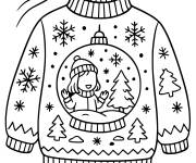 Coloriage Pull de No&euml;l pour fille