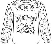 Coloriage Pull de No&euml;l tricot&eacute; avec baie